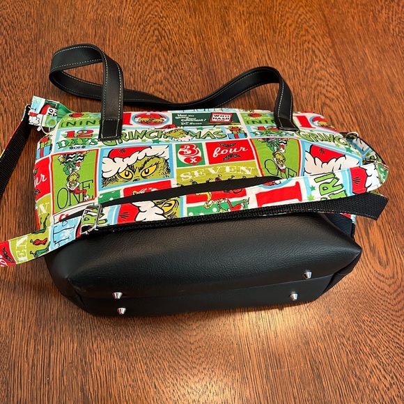 NWOT Handmade Grinchmas Themed Satchel Bag -Green, Red & trimmed in Black. - Picture 3 of 13
